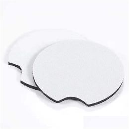 Sublimation Blanks Rubber Coaster Blank Car Coasters Drink Neoprene 2.75 Inch Heat Press Cup Holder Pad Mat For Diy D Dhcev