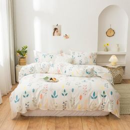 Bedding Sets Multi Color Folhas Tampa de Duveta Algodão macio quadro de quadro de quadro de colchas Pillow Shams Lightweigh Breathable