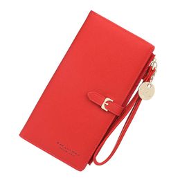 Wallets Long Women's Wallet Female Cell Phone Purses Pendant Coin Purse Card Holder Wallets Leather Wristlet Clutch Money Bag Red Wallet G230327