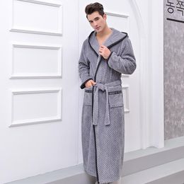 Men's Sleepwear Lovers Winter Long Flannel Coral Fleece Warm Solid Bathrobe Women Men Kimono Pink Bath Robe Bridesmaid Sexy Dressing Gown