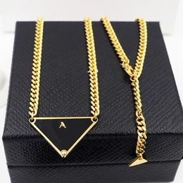 Women Men Luxury Designer Necklace Chain prad Fashion Jewellery Black White P Triangle Pendant Design Party Silver Hip Hop Punk Necklace Name Statement Jewellery xp2a