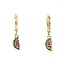 Dangle Earrings 2023 Summer Gold Silver Colour Jewellery Cute Lovely Cz Paved Mini Watermelon Drop Earring For Women Girl Fashion Charm Gifts