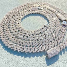 10mm 12mm 13mm 14mm Två rader Moissanithalsband för fantasi 925 Silver Cuban Link Chain