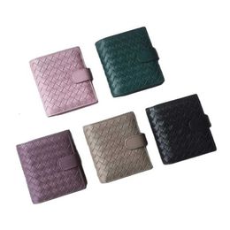 Wallets 100% Genuine Sheep Leather Wallet Luxury Brand Sheepkin Leather Woven Coin Zipper Storage Bag Multi Card Bilfold Wallet Purse G230327