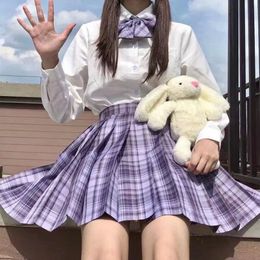 Skirts Fashion Summer Women Mini Skirts Japan Style School Pleated Skirt for Girls High Waist Plaid Cute Bow Female Students Skirts 230327