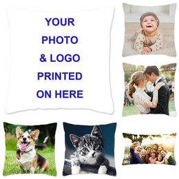 Pillow Case MIAOTU Custom Cushion Cover DIY Customised Throw Home Decorative Square Wedding Pets case Drop 230327