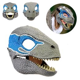 Party Masks Dinosaur Mask Horror Dino Mask Headgear Adult Kids Party Cosplay Open Mouth Dinosaur Latex Mask Christmas Gift 230327