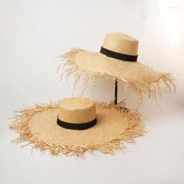 Wide Brim Hats Fashion Raffia Sun Hat Summer Ladies Outdoor Wide-brimmed Beach Sunscreen Wedding Big Straw Wholesale