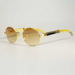 Designer Men's and Women's Beach Couple Sunglasses 20% Off Retro Raw Impression Buffalo Horn Fashion Mens Oval Myopia Lentes Reading Glasses
