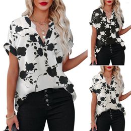 Women's Blouses Tunic T Shirt Women S Athletic Shirts Summer Ladies Tops Floral Print Short Sleeve For With Sayings