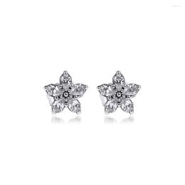 Stud Earrings Sparkling Snowflakes Real 925 Sterling Silver Aesthetic Friends Wholesale Small For Women