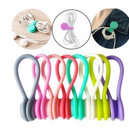 Magnetic Twist Cable Ties Silicone Cable Holder Clips Cord Wrap Strong Holding Stuff Cables Organiser For Home Office Organisation