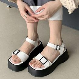 Dress Shoes 2023 Summer Mid Heels Platform Women Sandals Casual Open Toe Slides Sexy Designer Beach Ladies Flip Flops