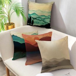 Pillow /Decorative Abstract Mountains Style Peach Skin Pillows Cover Sofa Bed Decorative Case Home Decoration Winter