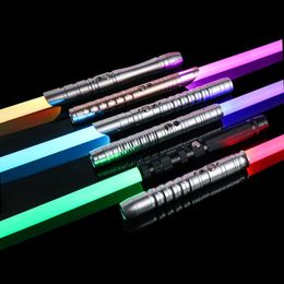 Led Rave Toy Metal Handle RGB Cosplay Double-edged Lightsaber Laser Sword 7 Colours Change LED Switchable Sound And Light For Boys Girls Gift Y2303