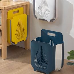 Storage Baskets Folding Laundry Basket Wall Mounted Hanging Organizer Container Holder for Tshirt Coat Sweater Underwear Pants 230327