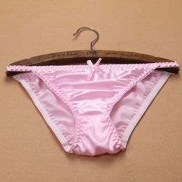 Women's Panties 2pcs/lot Sweet girl bow low waist female breathable sexy silk underwear briefs pure silk fork 230327