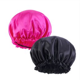 2pcs Satin Bonnet Women Night Sleep Hair Caps Silky Adjust Head Cover Hat For Curly Springy Hair Styling Accessories Wholesale