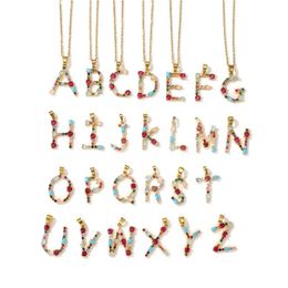 A-Z Letter Necklaces Colourful Zircon Alphabet Pendant Necklace Crystal Rhinestone Initials Name Necklaces Fashion Jewellery Gifts