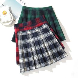 Skirts Plaid Women Mini Skirt Summer A-Line Female Pleated Skirts Casual High Waist Women Girls Short Skirt Streetwear Student Skirts 230327