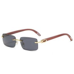 Luxury Designer High Quality Sunglasses 20% Off trend wood leg frameless ocean film small box optical glasses