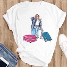 Women's T Shirts Women Graphic Tees Cartoon Ladies Clothing T-Shirt Travel Love Cute Vacation Tops Short Sleeve Female Print Fashion Shirt
