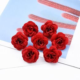 Decorative Flowers & Wreaths 10 Pieces Artificial Wholesale Wedding Roses Flower Wall Christmas Decorations For Home Silk Scrapbook