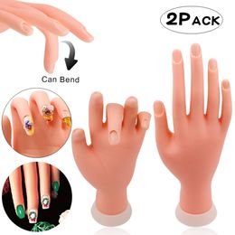 Nail Practise Display Nail Practise Hand Flexible Movable Silicone Soft Plastic Flectional Trainer Nail Model False Hand Manicure Tool For Trainin 230325