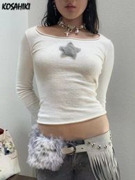 Womens TShirt KOSAHIKI Summer Harajuku Long Sleeve T Shirt Fairy Grunge Star Printed Goth Women Korean Fashion Casual Tops Sexy Slim Tees 230327