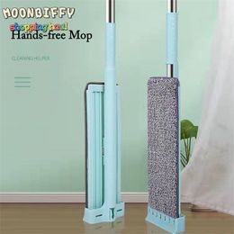 Mops Squeeze Mop Floor Mops Reusable Microfiber Pads Hand-free Wash 360 Degree Cleaning Flat Mop Household Self Cleaning Tools 230327
