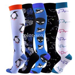 Sports Socks Men Women Running Compression Stockings Fun Pattern Pain Relief Graduated Athletic Cycling Wholesale