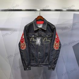 Men's Jackets Early Spring 2023 New Red Embroidery Coat Lantern Cherry Blossom Large Denim Loose Jacket Top T230327