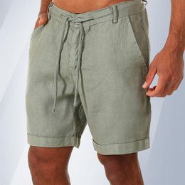 Men's Shorts Fashion Men's Linen Shorts Men Summer Cotton Beach Short Men Wild Leisure Loose Solid Cargo Shorts 230327