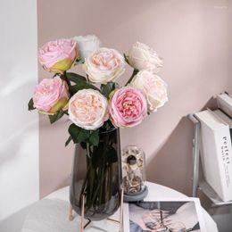 Decorative Flowers 1Pc 62cm Artificial Rose Colourful Romantic Silk Flower Branchs For Wedding Party Beautiful Bouquet
