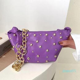 Evening Bags Fashion Rivet Shoulder Woman Brand Designer Mini Underarm Bag Quality Soft Leather Crossbody Luxury Trendy Handbag