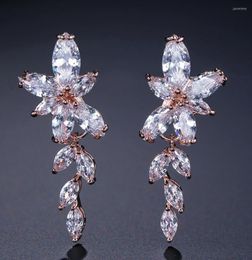 Stud Earrings Marquise-shaped Cubic Zirconia Bridal Earring Classy Crystal Wedding Dangle Drop For Prom