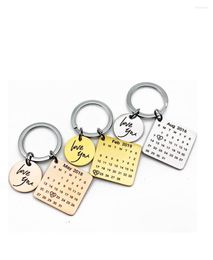 Chains DIY Keychain Personalised Calendar Hand Carved Keyring Gift For Boyfriend Girlfriend Private Custom