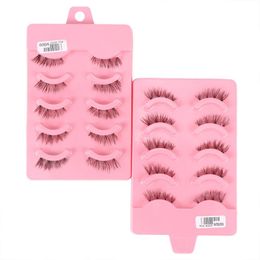 False Eyelashes Pair/Box Handmade Faux Black Manual Natural Half Corner Eye End Pull Lash Party MakeupFalse