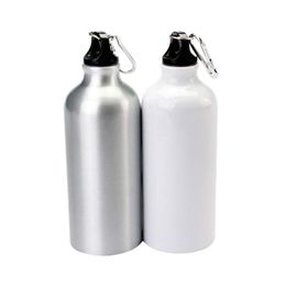 Sublimation Blanks 600Ml White Blank Water Bottle Heat Press Aluminium Sports Bottles Flask With Carabine Drop Delivery 20 Dhico