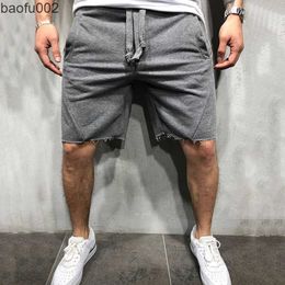 Men's Shorts Men Shorts Wild Style Solid Colour Ripped Short Pants Jogger Workout Shorts Men W0327