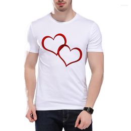 Men's T Shirts Love Print T-shirt Heartbeat Men Cute Tee High Quality Soft Summer Tops Fashion Boy Tshirt E6-3