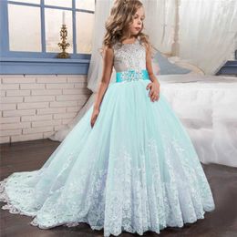 Girl's Dresses Girls Lace Long Prom Gowns Bridesmaid Kids Dresses For Girls Teens Girl Party Dress Kids Princess Evening Formal Wedding Vestido