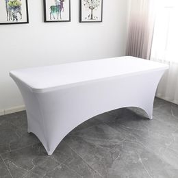 Table Cloth 4/5/6/8FT High Stretch Wedding Tablecloth Meeting Banquet Rectangular Cover Beauty Salon Massage Elastic Bed