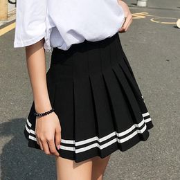 Skirts high waist pleated skirts Kawaii Harajuku Skirts women girls lolita a-line sailor skirt Large Size Preppy school uniform 230327