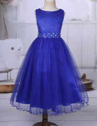 Girl's Dresses Teen Girls Elegant Sequined Lace Mesh Flower Girl Dress Princess Pageant Wedding Bridesmaid Birthday Party Dresses 2-16 Years