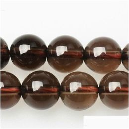 Crystal 8Mm Natural Stone Smooth Smoky Black Quartz Loose Beads 16 Strand 6 8 10 12 Mm Pick Size For Jewellery Making Drop Delivery 202 Dua