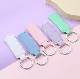 PU leather key chain small gift metal pendant car key chain LOGO custom Colour leather keychain