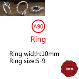A90 S925 Sterling Silver Ring Fashion Retro Personality Boat Anchor Hip Hop Letter Net Red Versatile Punk Style Jewelry Gift for Lovers