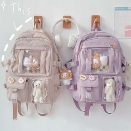 School Bags Largecapacity Cute Women MultiPocket Nylon Backpack Ins Junior High Student Bag Female Girl Laptop Book 230317
