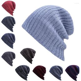Beanies Beanie/Skull Caps 2023 Autumn And Winter Striped Solid Color Men Women Warm Wool Hats Outdoor Knit Skullies & Scot22
